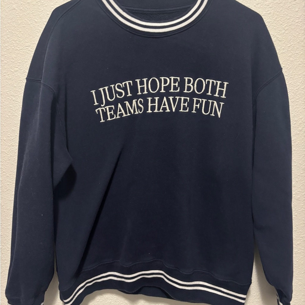 Abercrombie & Fitch Navy Blue Crewneck Sweatshirt with White Text